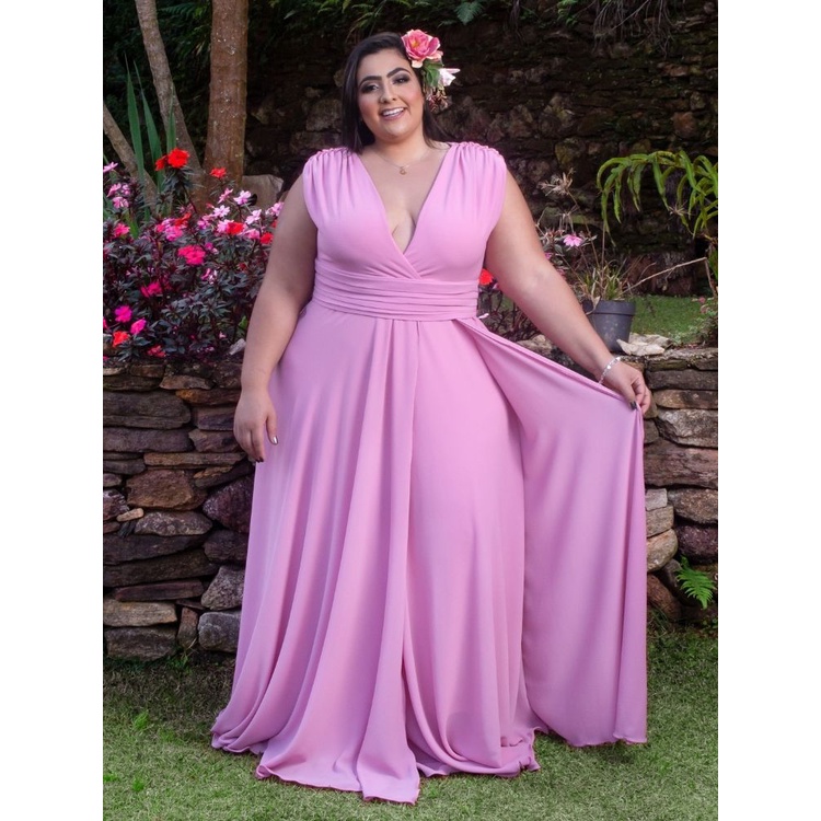 Vestido de madrinha rosa claro best sale plus size