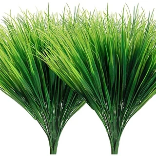 plantas samambaia artificiais de plástico , arbustos de arbustos de verde-arbusto resistentes a UV, plantas de plástico, grama de trigo para decoração de interiores e exteriores, casa e jardim