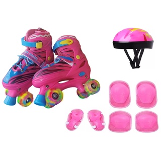 Patins Quad Luna 4 Rodas, Infantil, Com Led nas rodas + Kit Proteção, com regulagem de tamanho do 28 ao 31, 32 ao 35 e 36 ao 39, produto à pronta entrega