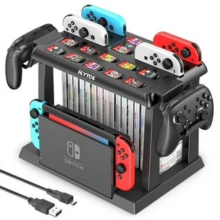 Estação Organizadora De Jogos Switch Com Carregador Controlador , Dock De Carregamento Para Nintendo & Joycons OLED , Kit De Acessórios Torre De Armazenamento