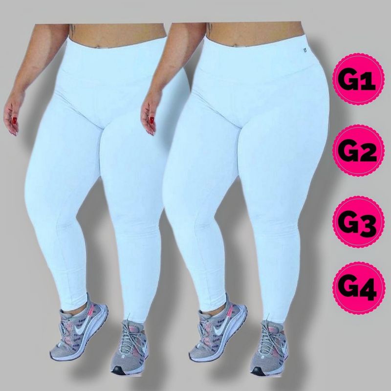 Calça Legging Branca Plus Size Flanelada Enfermagem Grossa Gramatura 400