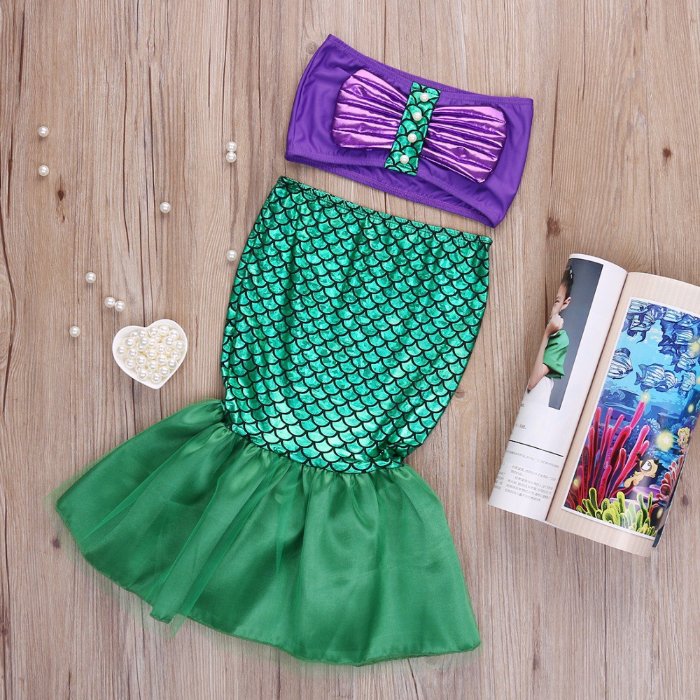 Disney Pequena Sereia Ariel Princesa Fantasia Crianças Vestido Para Meninas  Cosplay Crianças Carnaval Festa de Aniversário Roupas Sereia Vestido V