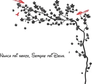 Ramos De Árvore E Frase Deus Adesivo Decorativo Decoração