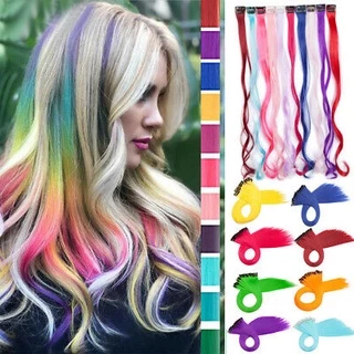 Mecha de Cabelo Colorido Aplique Tic Tac Presilha De Cabelo Extensão De Cabelo Colorido