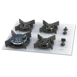 Cooktop Fischer 4 Bocas Tripla Chama Infinity Gás Vidro Branco