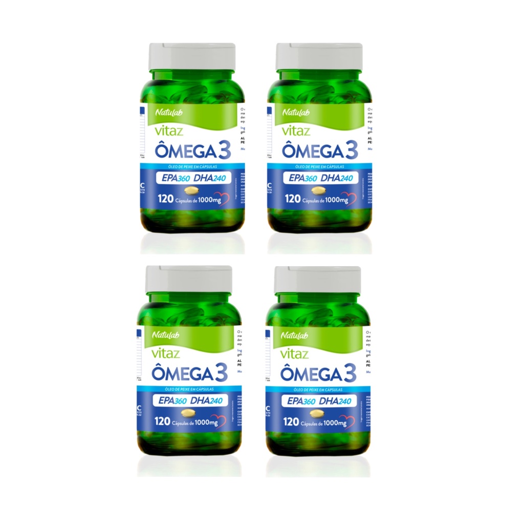 Kit 4x ômega 3 1000mg Com 120 Cápsulas Vitaz Natulab Shopee Brasil