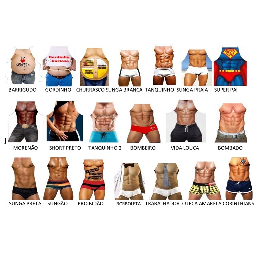 Avental Churrasco Divertido - Vários Desenhos - Escolha o seu preferido