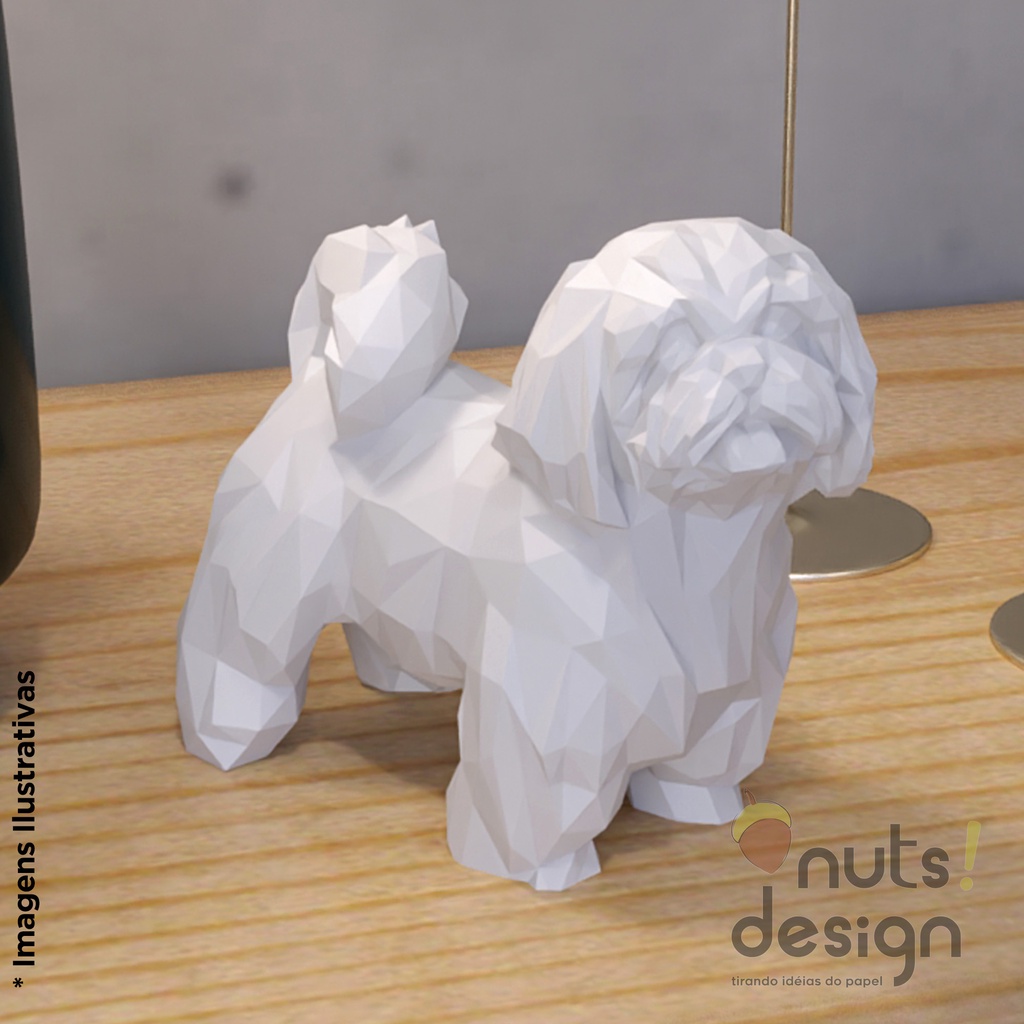 Miniatura Shih-Tzu Shi Tzu Geométrico Lowpoly Impressão 3D Decoração