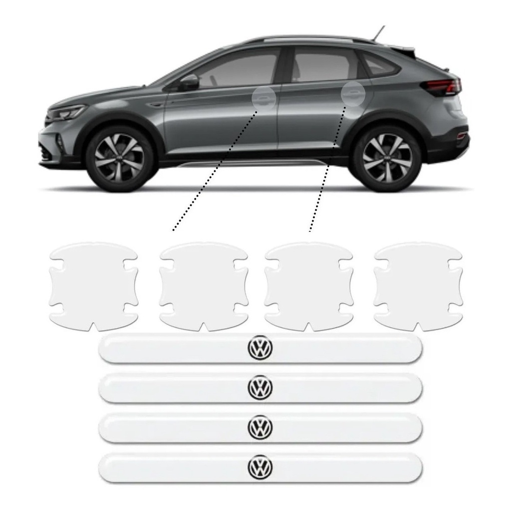 Adesivo Resinado Protetor VW VOLKS Canto Porta Carro Safe Door Branco