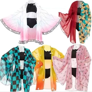 Demon Slayer Shinobu Kocho Cosplay Kimetsu no Yaiba Bikini Beach Swimsuit Anime Conjunto Terno Verão
