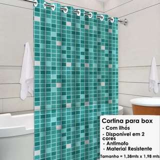 Cortina para box impermeável PVC Resistente para banheiro