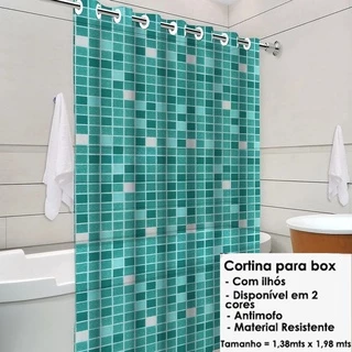 Cortina para box impermeável PVC Resistente para banheiro