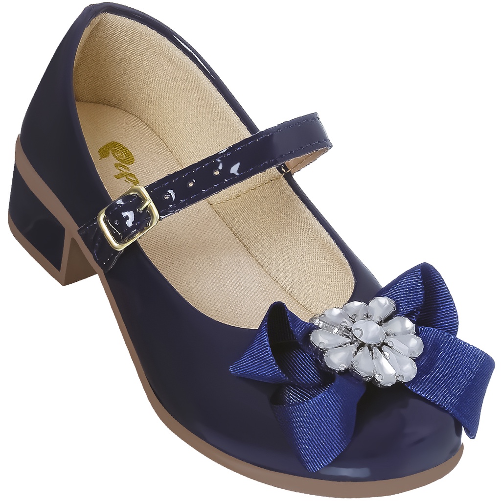 Sapatilha Infantil Feminina Azul Marinho com Salto Shopee Brasil