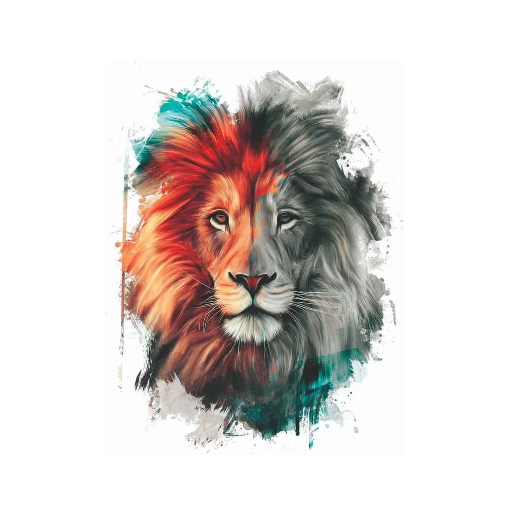 Etacart Quadro Decorativo Grande Abstrato Pintura Leão Colorido