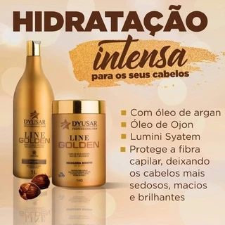 Kit Hidratação Capilar Banho de Ouro Shampoo e Máscara DYUSAR 1kg