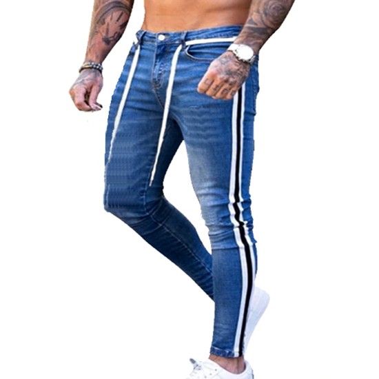 Calça jeans com 2024 listra lateral masculina