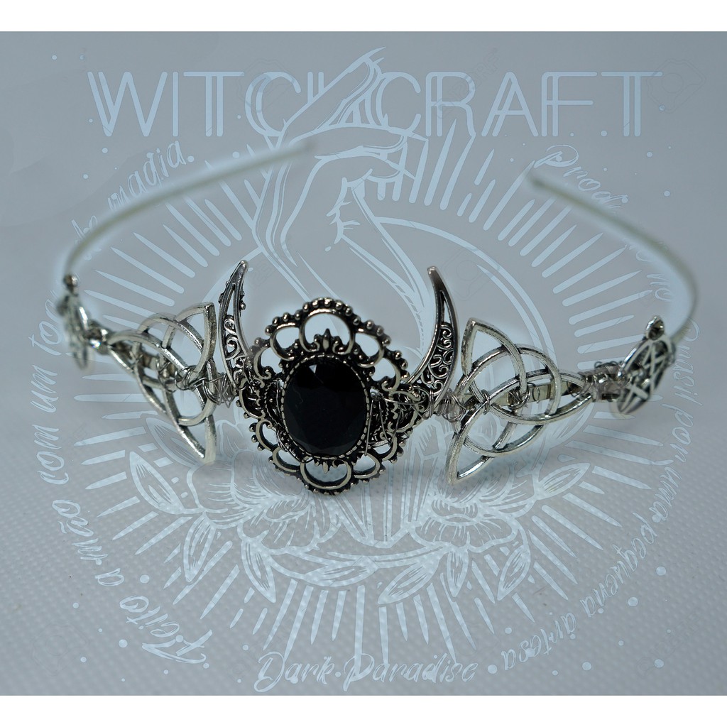 Circlet testeira diadema meia lua triqueta camafeu mistico esotérico wicca celta