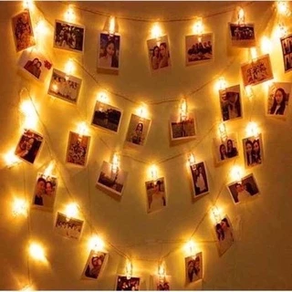 Varal De Fotos Cordão Branco Quente Luminoso 3m Pregador 20 Leds Pilha o usb