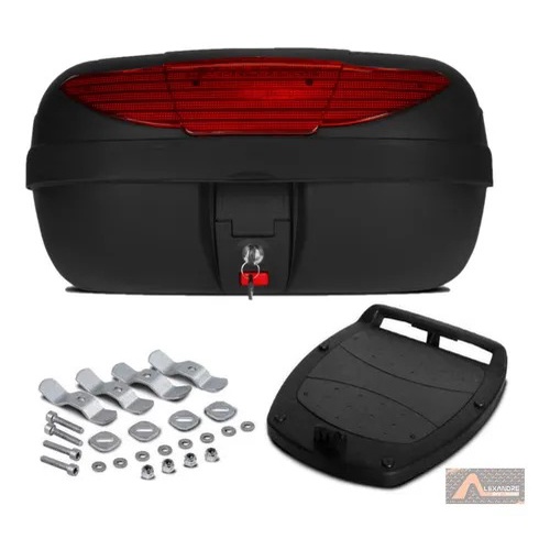 Baú Para Moto Bauleto de 45 Litros Com Refletor Smart Box 2 Pro Tork Vermelho