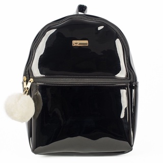 Bolsa Mochila feminina em verniz Premium com pompom Super Promoção