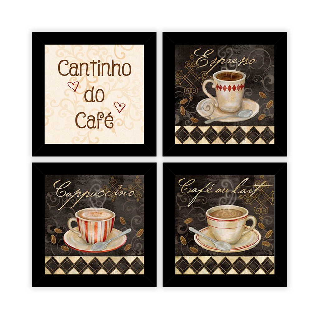 Quadro Juego De 4 Tazas De Vidrio Para Cafe Capuchino Latte Libbey