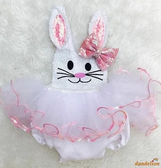 Roupa para infantil Bebê Menina de Páscoa -Macacão Sem Mangas com Padrão de Coelho Adorável/Baby Girl Romper