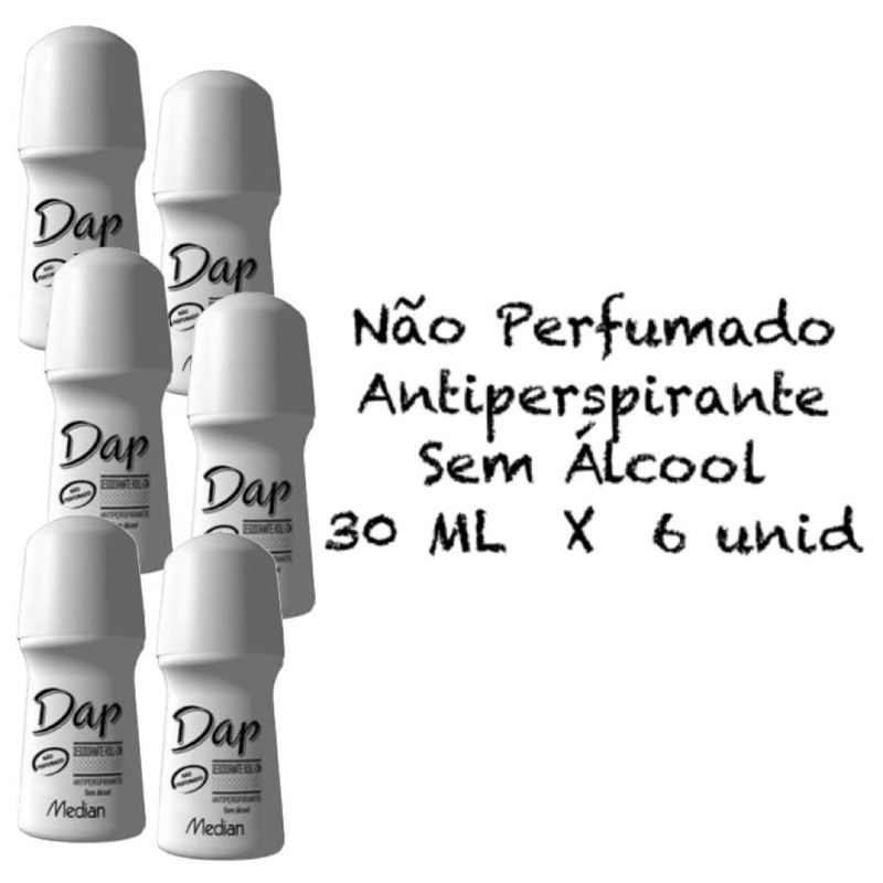 Desodorante Antiperspirante 6un Dap Rollon Não Perfumado 30ML