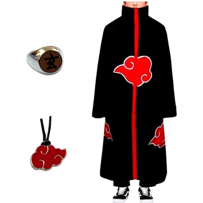 Roupa Naruto Akatsuki Infantil Kit Colar Anel Akatsuki Zetsu | Shopee ...
