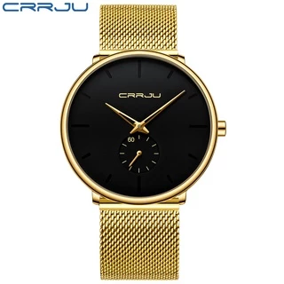 CRRJU Relógio Masculino Ultra Fino De Aço Inoxidável Marca Original Casual à Prova D