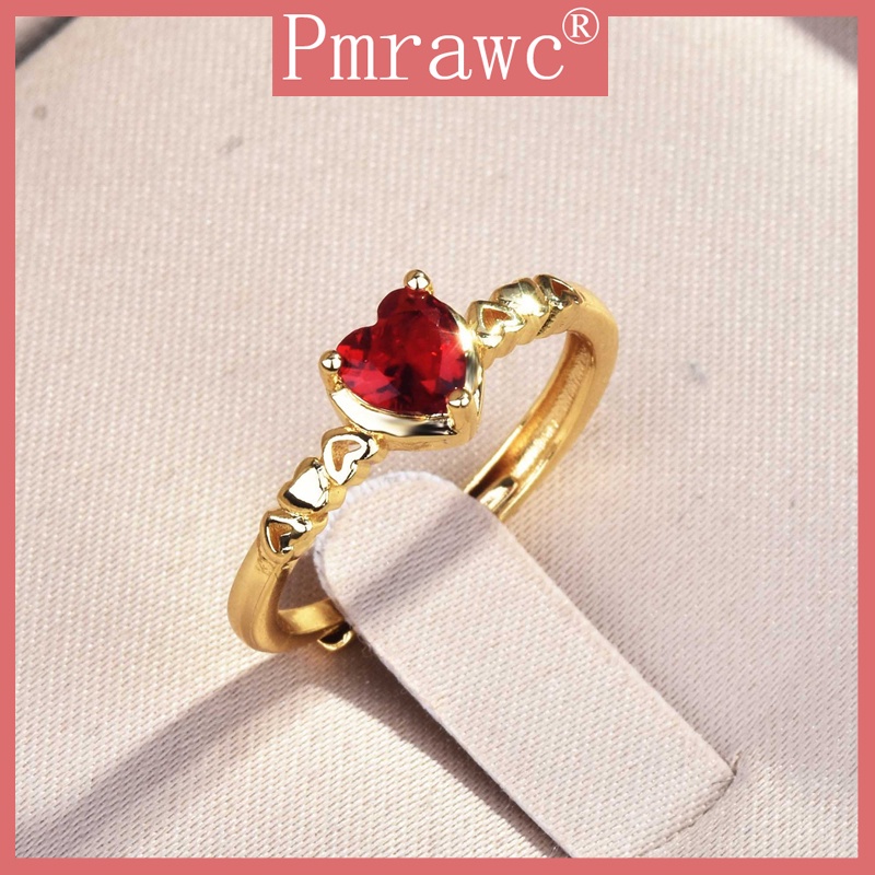 Anel De Diamante Vermelho Em Formato De Coração