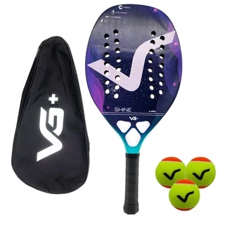 Kit com Raquete de Beach Tennis Shine 12 K Carbon com 3 Bolas e Bolsa de Transporte VG Plus em Oferta na Shopee