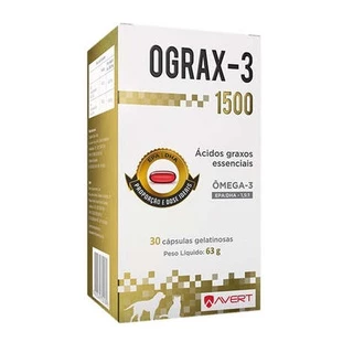 Suplemento Ograx-3 1500 Para Cães e Gatos Avert 30 Cápsulas