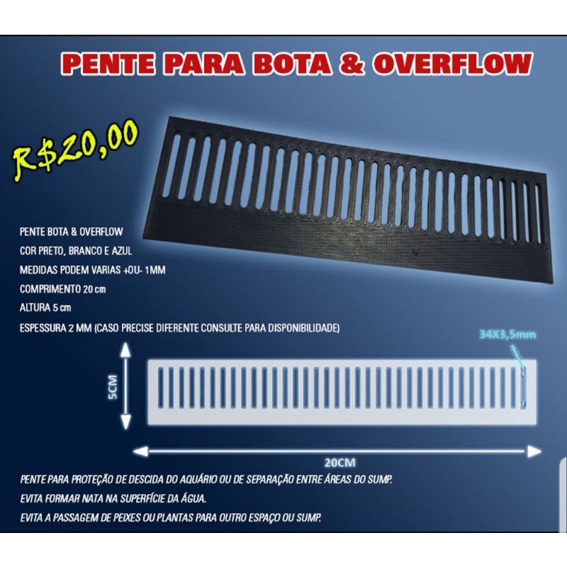 Pente Para Bota & Overflow - Aquário