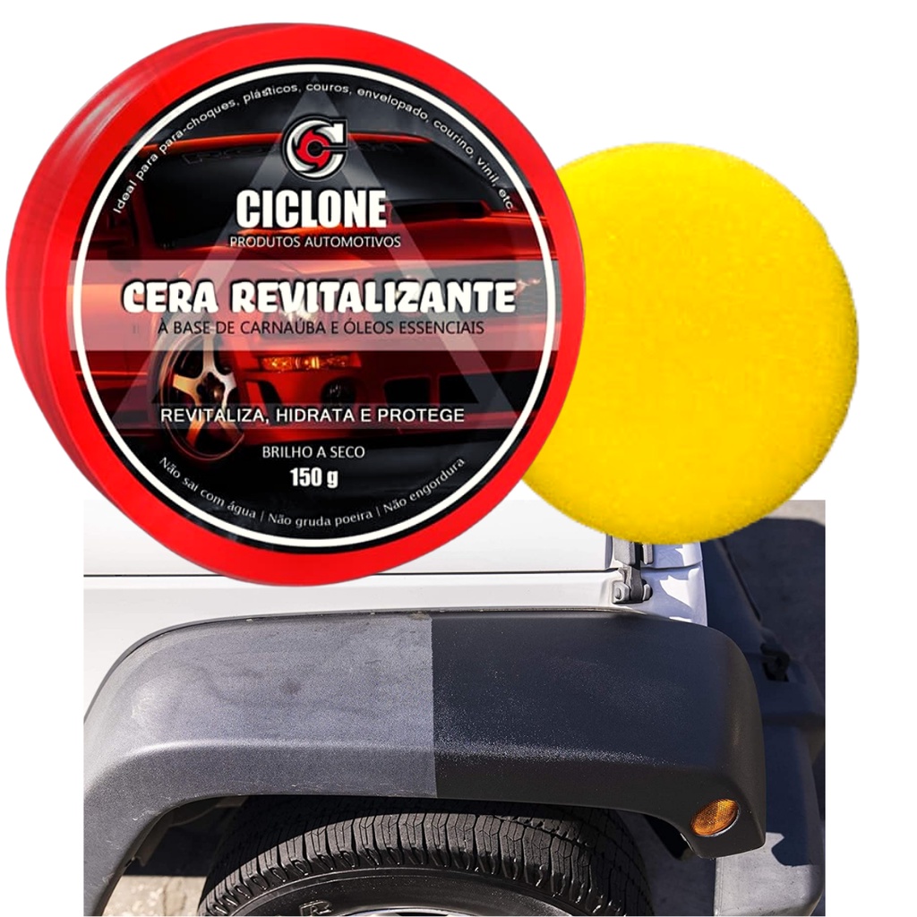 Cera de Carro para tirar RESSECADO E ESBRANQUIÇADO do Carro ou Moto  plasticos no geral, com Carnauba 150gr. | Shopee Brasil