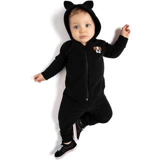 Roupa Bebê Menino Conjunto Moletom Infantil de Inverno Calça e Blusa Capuz Orelhinha Dog Quentinho de Frio Peluciado
