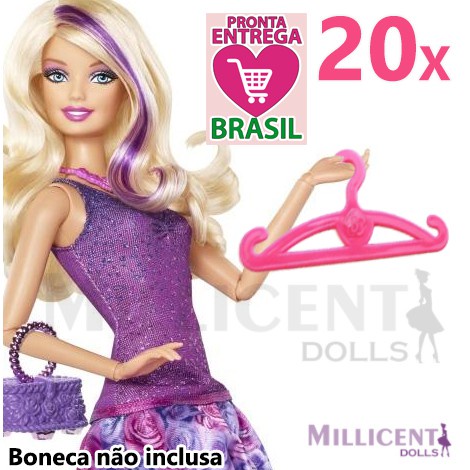 Kit 20 Cabides Coração Original Para Roupas Da Boneca Barbie