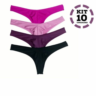 Kit 10 Calcinhas Fio Dental Duplo Lingerie Conforto Forro De Algodão