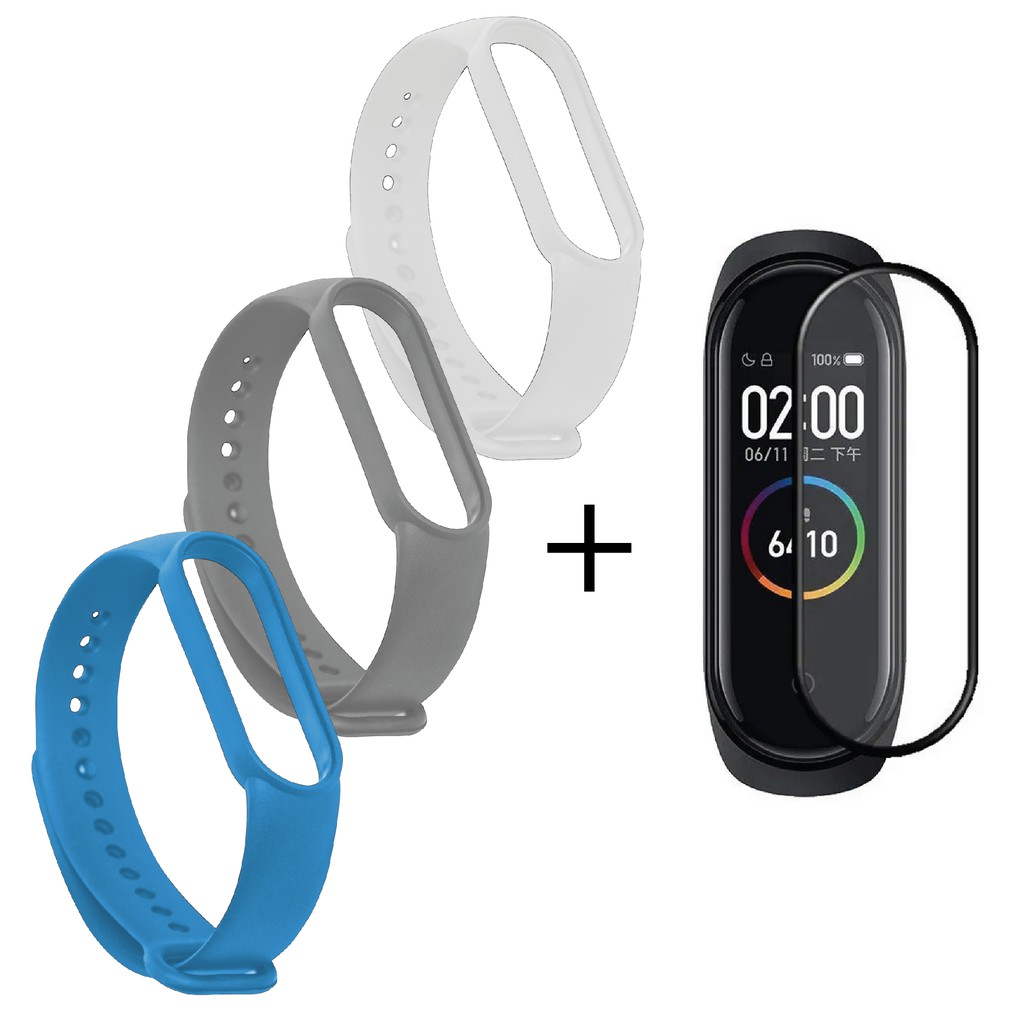 Kit Top 3 Pulseiras Para Mi Band 3/4 + Película