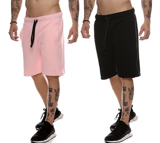 02 Bermudas De Moletom Liso Short Slim Masc. Tecido Grosso M