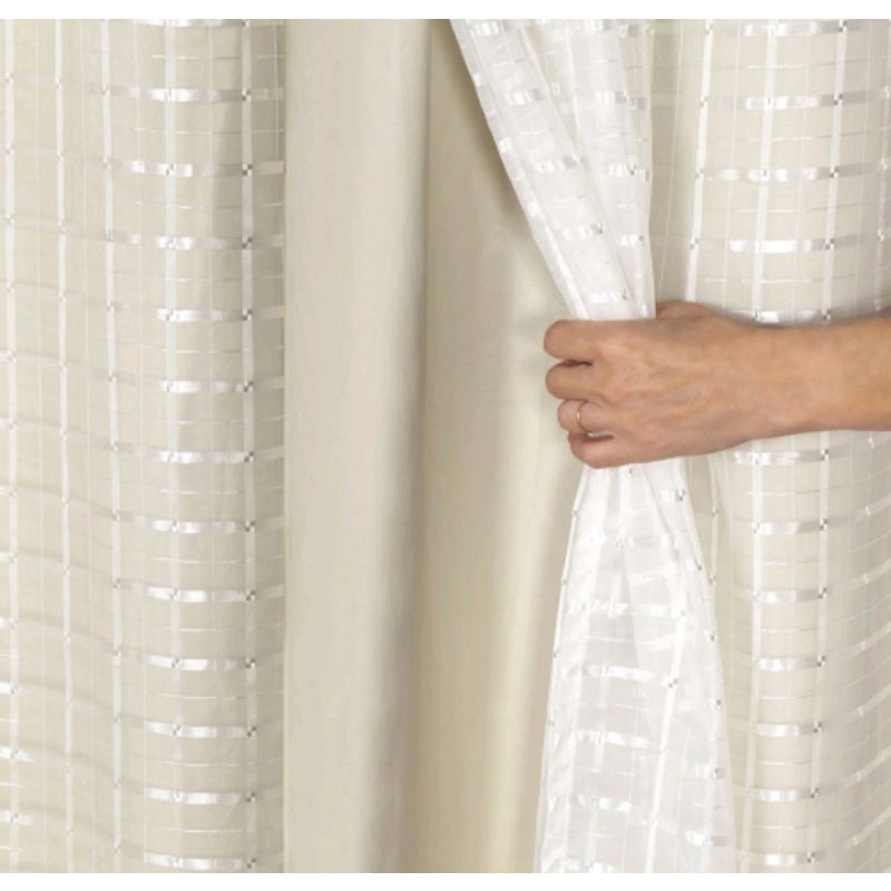 CORTINA 3,00 × 2,70 FORRO MICROFIBRA C/ VOIL XADREZ QUARTO SALA