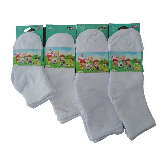 Meias com botinhas Jefferies Socks, branco com 6 unidades