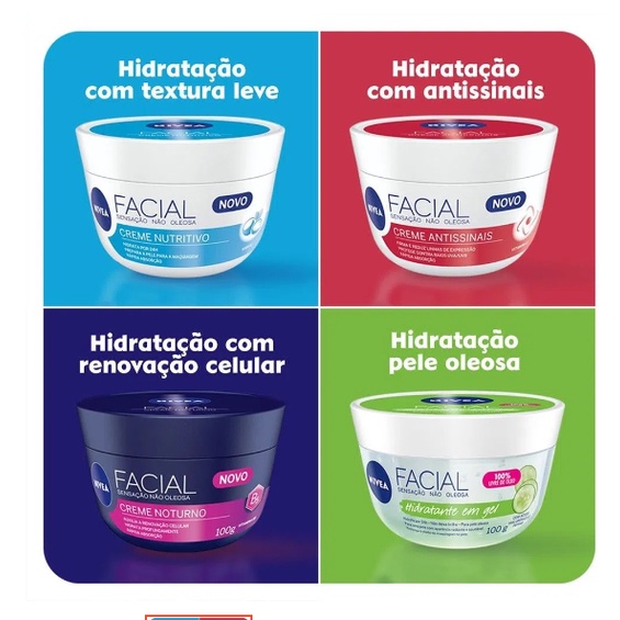 Kit com 2 Cremes Hidratantes Faciais Nivea Gel Shopee Brasil