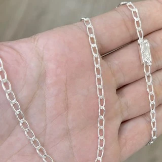 Corrente Masculina Grumet Aberta 3,5mm 70cm Banhada a Prata 925 Cordão Prata em Oferta na Shopee