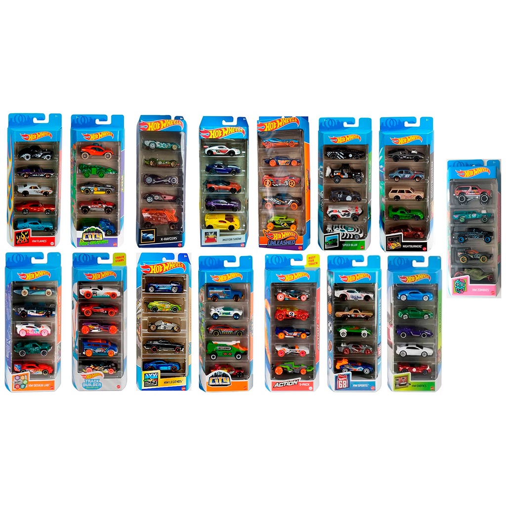 Kit Pack 5 Carrinhos Hot Wheels - Mattel - Vários Modelos