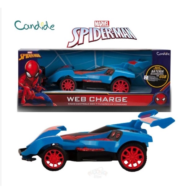 Carrinho de Controle Remoto - Spiderman - High Speed - Preto - Candide