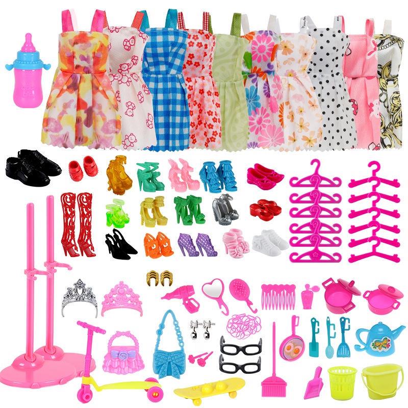 35pcs/set Barbie boneca vestidos sapatos joias roupas acessórios jogo de  vestir para 30cm boneca