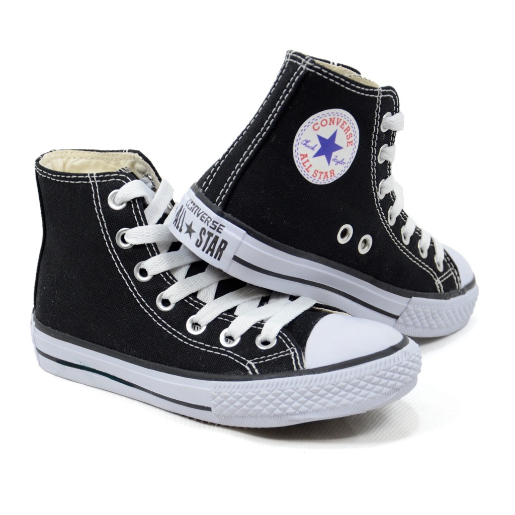 Tênis All Star Infantil Tradicional PRETO Cano Alto-Cano Baixo-  Casual-Menino e Menina- Unissex-Envio Imediato