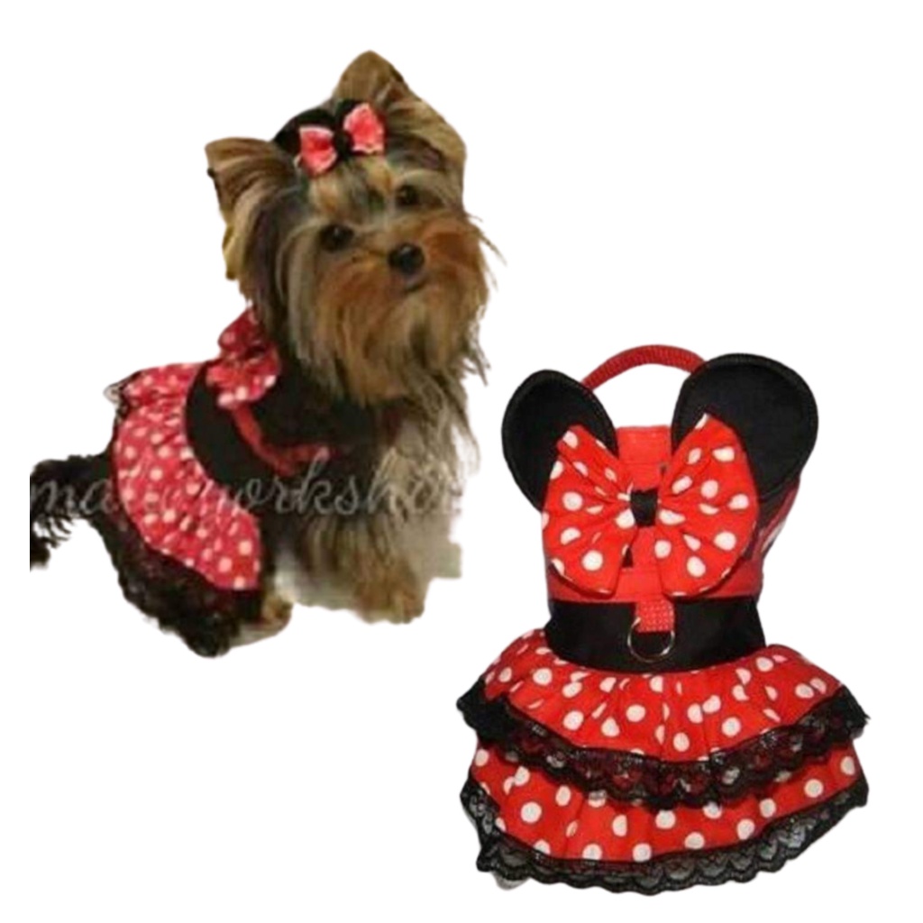 Coleira Pet para Cachorro Fêmea Vestido Minnie