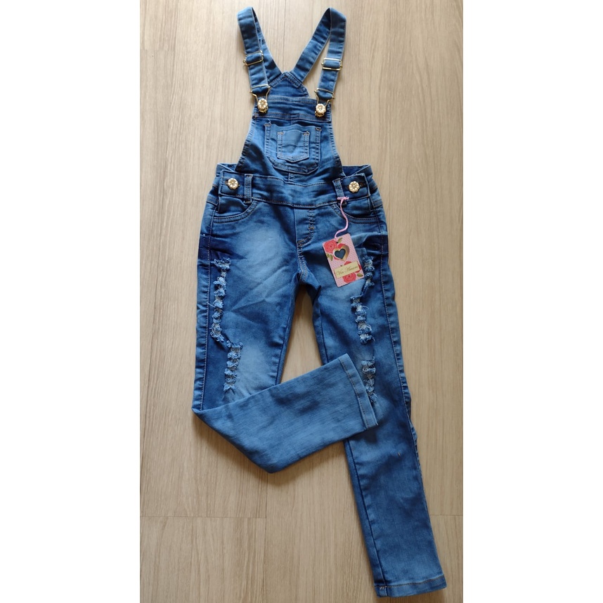 Macacao longo jeans sales infantil