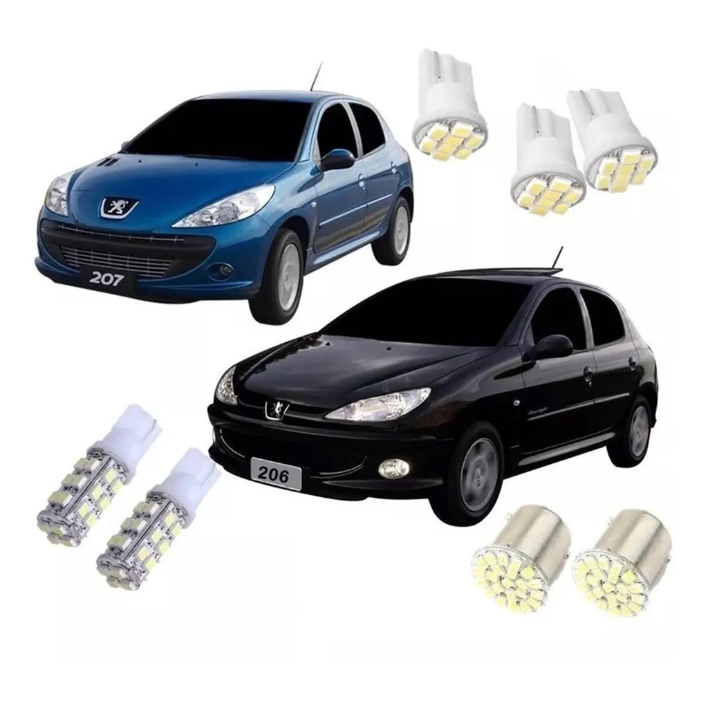 Kit Lampadas Led Peugeot 206 / 207 Lanterna Teto Placa Ré | Shopee Brasil